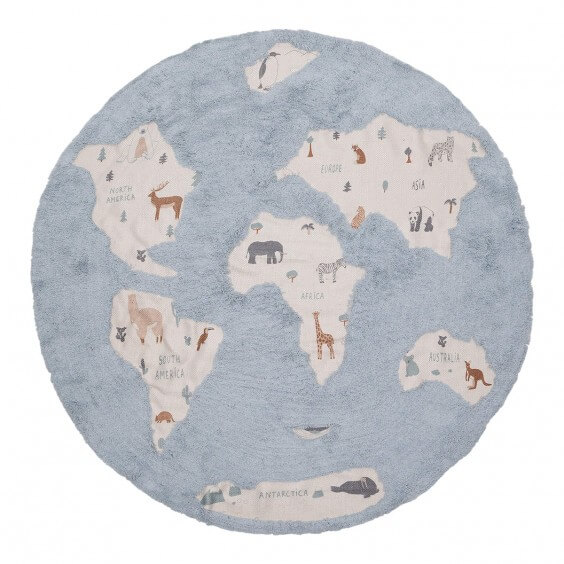 World Map Blue tappeto per bambini AFK Living - Agof Store